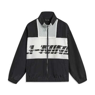 Li-Ning Sports Lifestyle Series Colorblock Letter Print Loose Jacket Black (Men) AJDT405-1