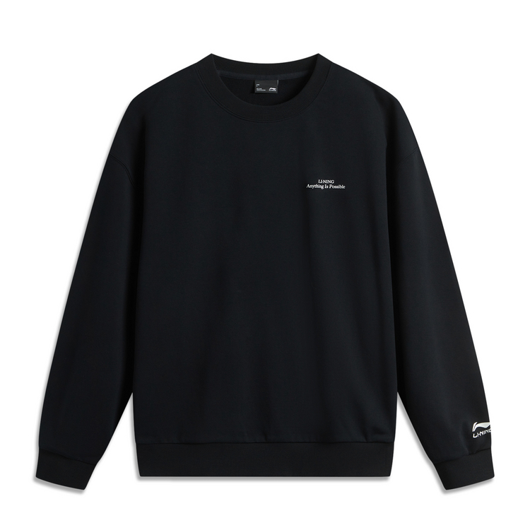 Li-Ning Sports Lifestyle Unisex Letter Print Crewneck Sweatshirt Black AWDUB69-7