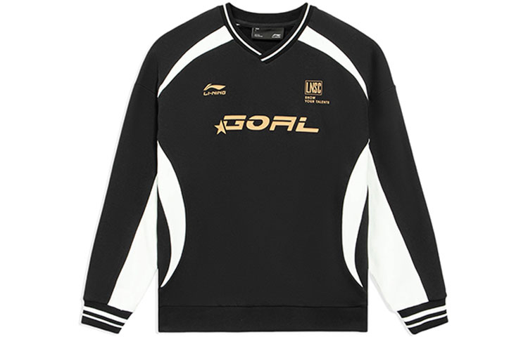 Li-Ning Sports Lifestyle Unisex V-Neck Pullover Sweatshirt Black Fitnesswear AWDS977-5