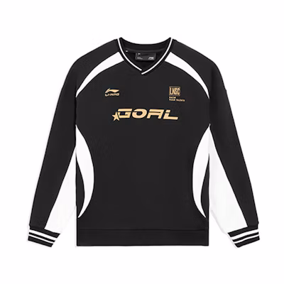 Li-Ning Sports Lifestyle Unisex V-Neck Pullover Sweatshirt Black Fitnesswear AWDS977-5