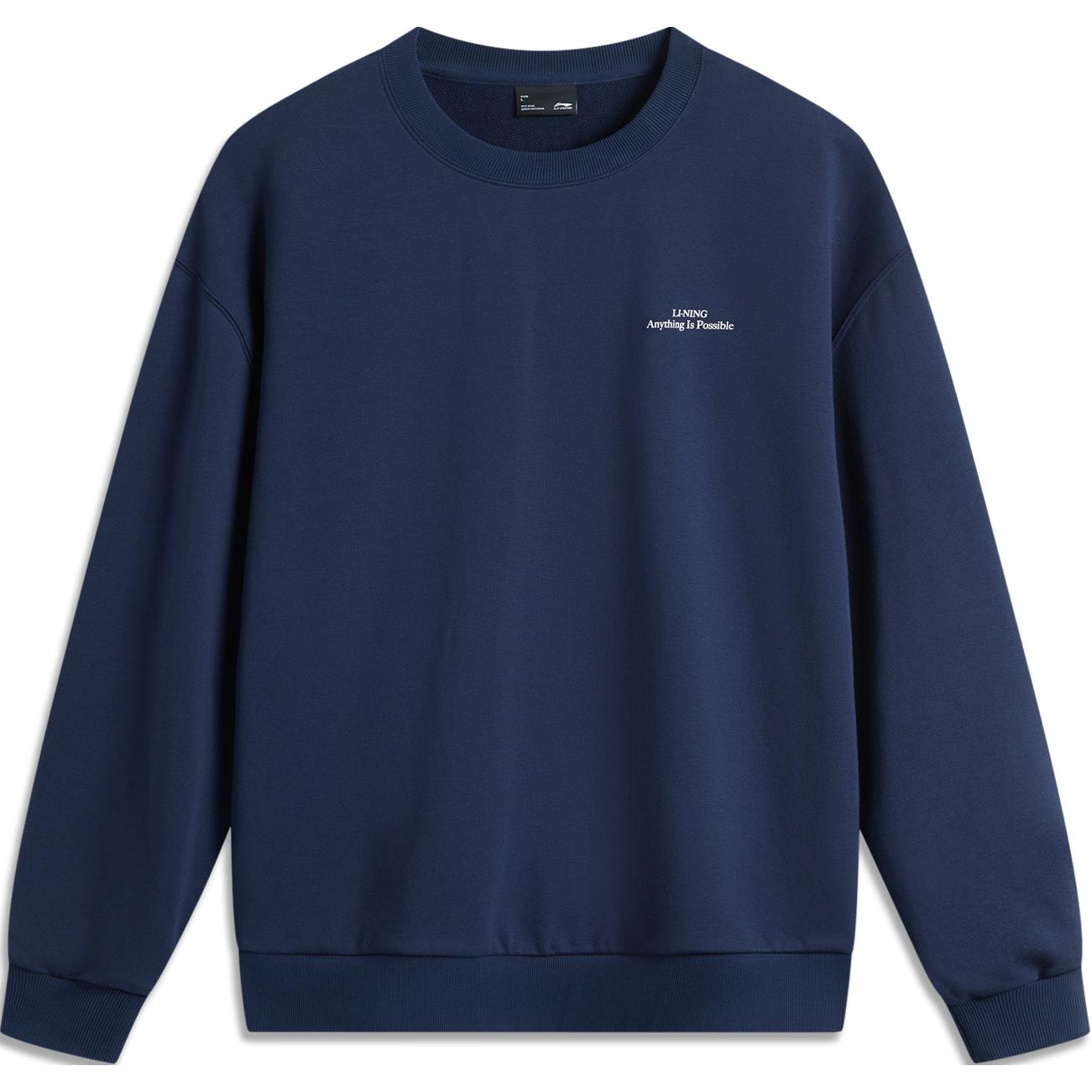 Li-Ning Sports Pullover Crewneck Sweatshirt Navy Blue Unisex AWDUB69-6