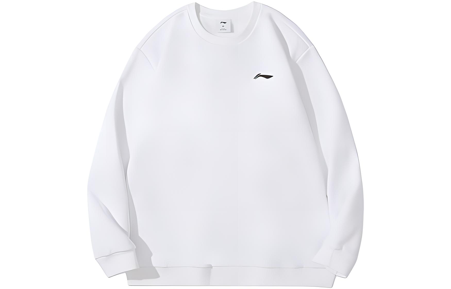 Li-Ning Sports Pullover Hoodie White - Unisex Running Sweatshirt with Logo AWDTD83-2