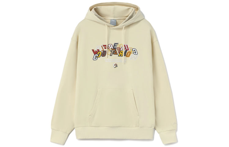 Li-Ning Sports Pullover Printed Sweatshirt Unisex Cloud Apricot Couple Style AWDRG50-2