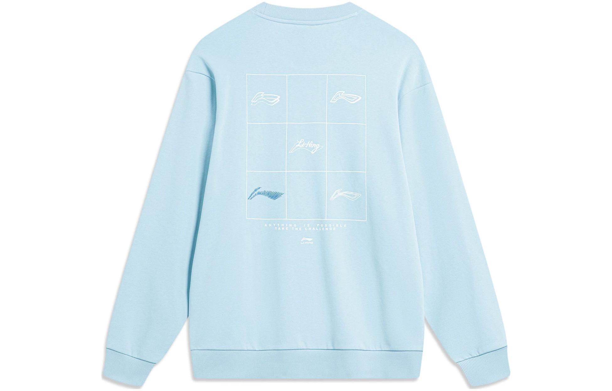 Li-Ning Sports Series Blue Logo Graphic Sweatshirt Unisex Crewneck AWDTB49-15