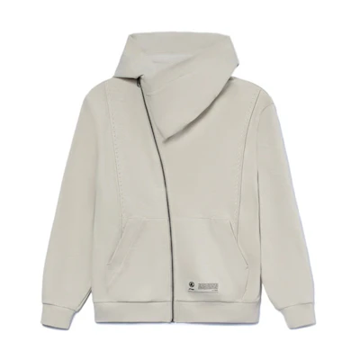 Li-Ning Sports Style Irregular Zipper Hoodie Jacket Oatmeal Grey Unisex AWDRA19-3