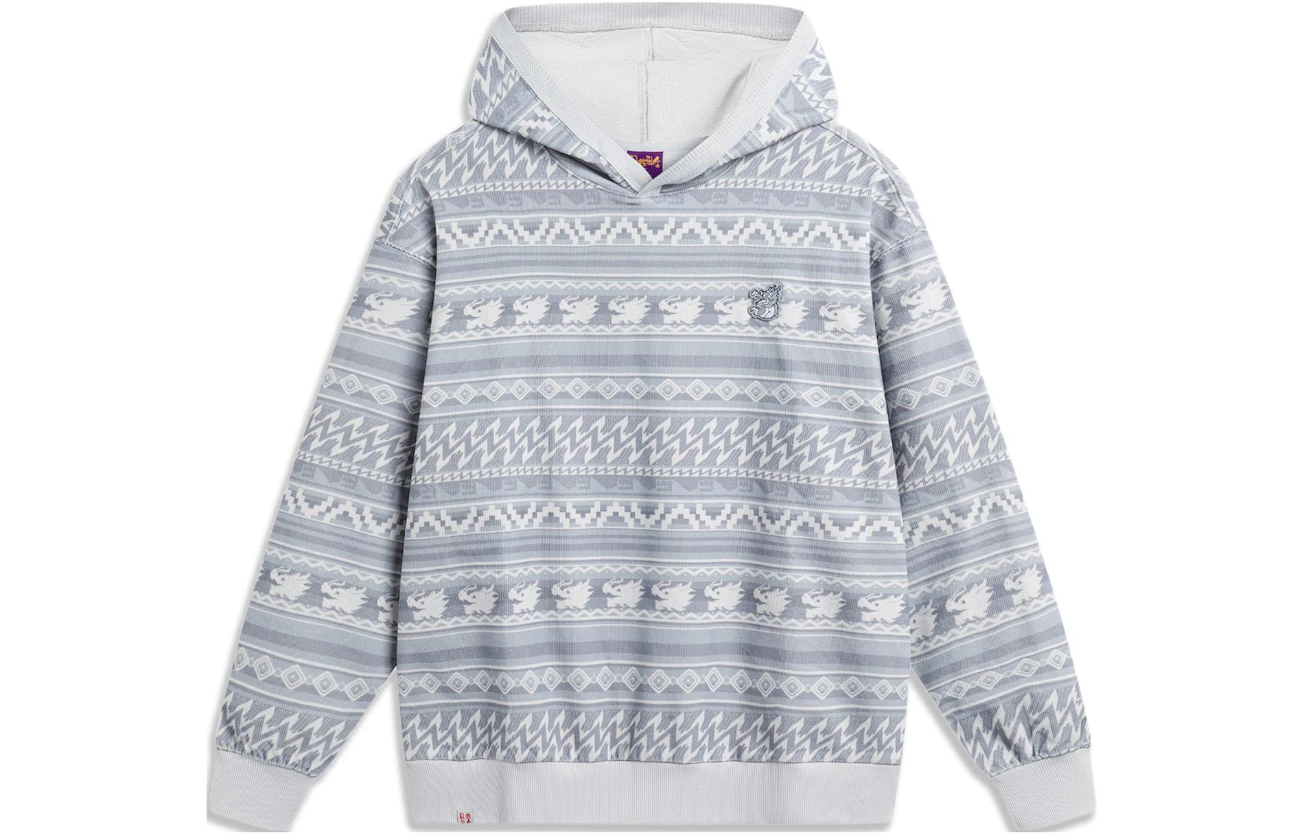 Li-Ning Sports Trend Hoodie Gray Combo Unisex Loose Fit Pullover AAEU001-3