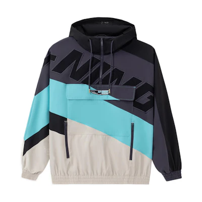 Li-Ning Sports Trend Series Big Logo Embroidered Colorblock Hoodie Jacket Black AFDS031-4