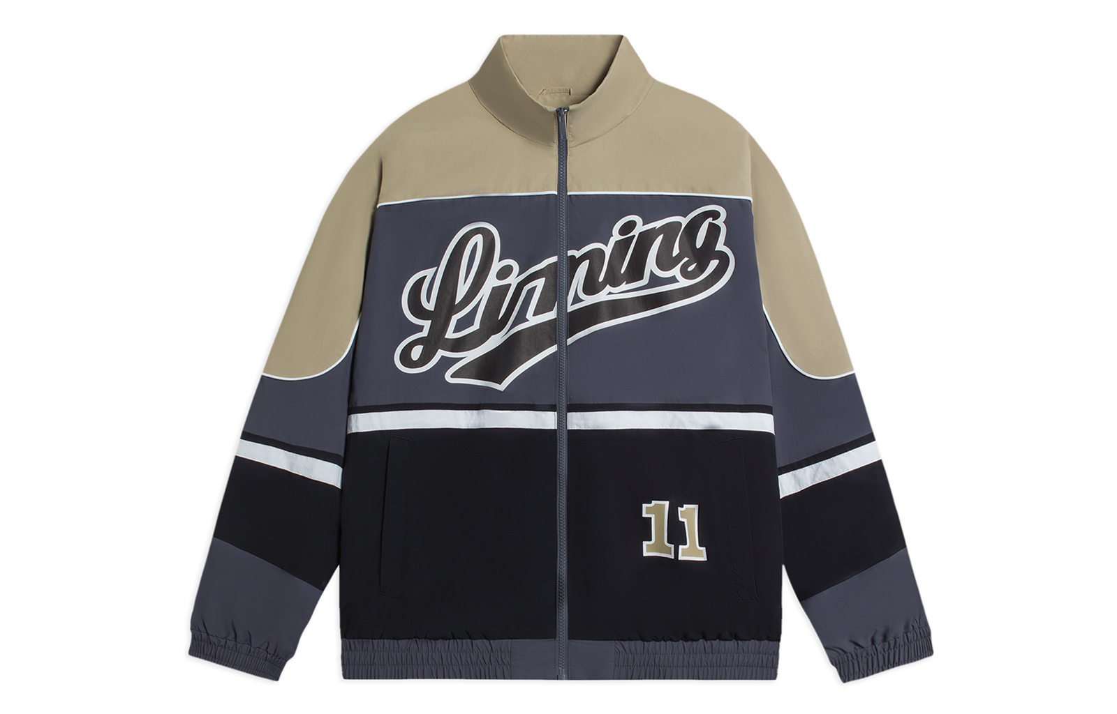 Li-Ning Sports Zip-Up Colorblock Letter Jacket Thunderstorm Gray-Unisex AJDSA99-7