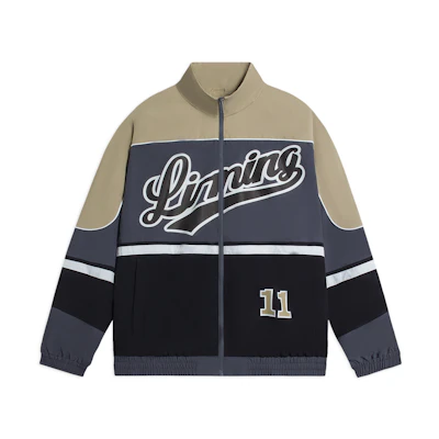 Li-Ning Sports Zip-Up Colorblock Letter Jacket Thunderstorm Gray-Unisex AJDSA99-7