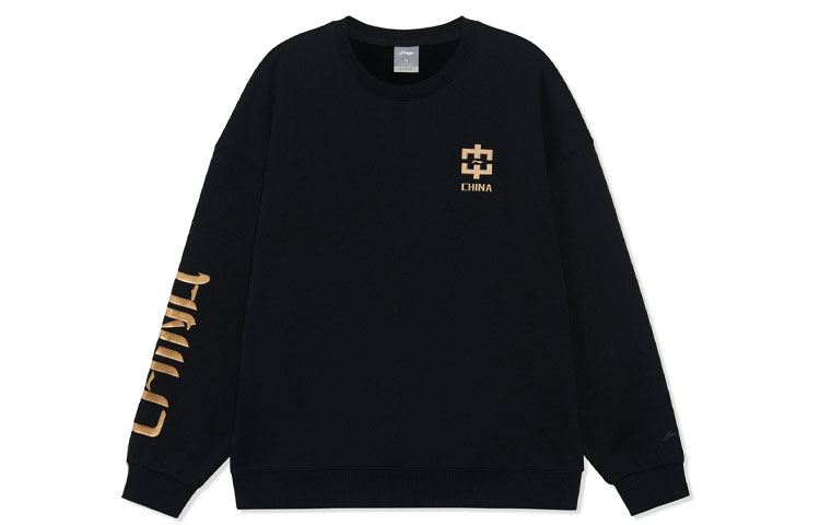 Li-Ning Sportswear Fleece Crewneck Sweatshirt Black Unisex Casual Loose Fit AWDRB78-6