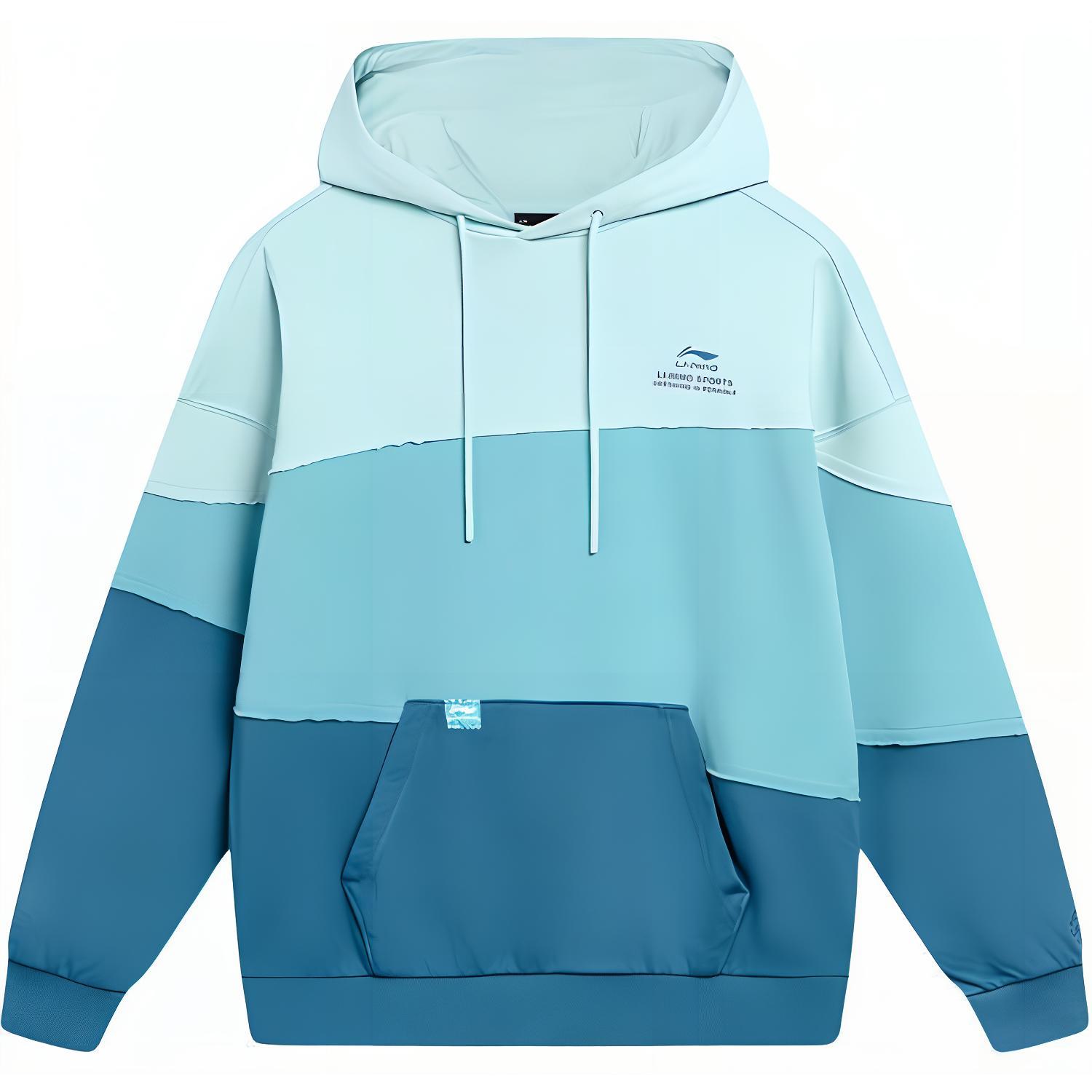 Li-Ning Sportswear Hooded Sweatshirt - Breathable & Loose Fit in Blue-Grey AWDTC65-3