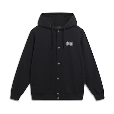 Li-Ning Sportswear Logo Print Hoodie Black Unisex Casual Couple Style AWDT555-3