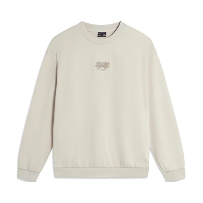 Li-Ning Sportswear Logo Pullover Sweatshirt Unisex in Dawn Grey AWDU793-1