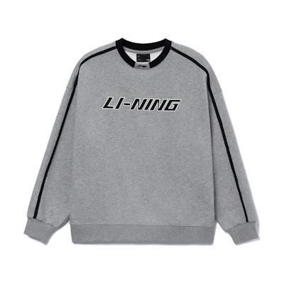 Li-Ning Sportswear Loose Fit Crewneck Fleece Sweatshirt Unisex Light Gray AWDU917-5