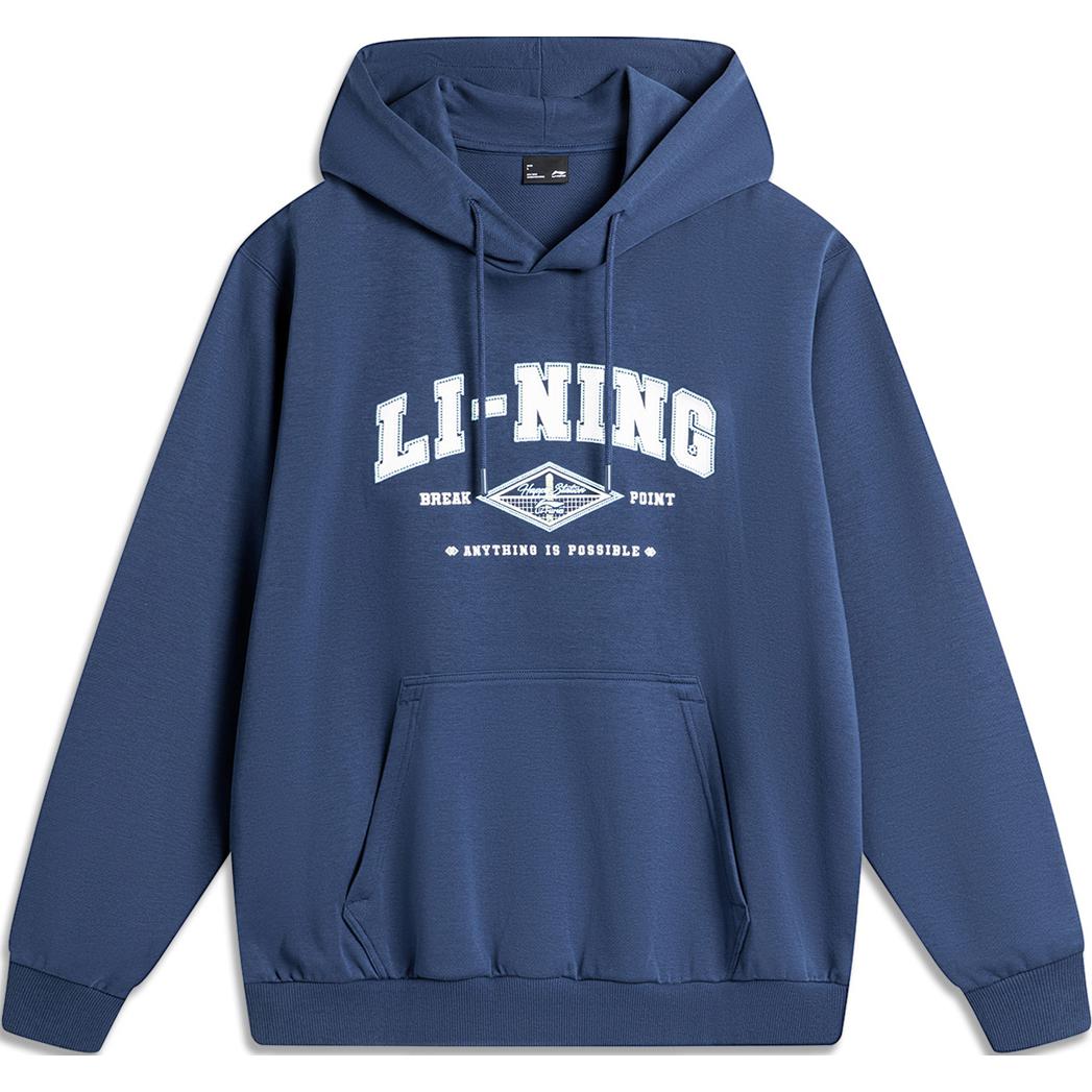 Li-Ning Sportswear Loose Pullover Hoodie in Deep Navy Blue AWDU615-7