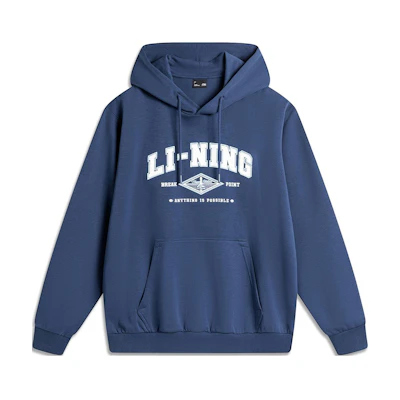Li-Ning Sportswear Loose Pullover Hoodie in Deep Navy Blue AWDU615-7