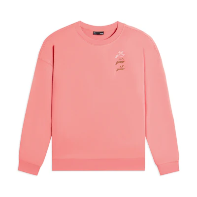 Li-Ning Sportswear Series 3D Letter Print Long-Sleeve Sweatshirt Orange Unisex AWDSF71-4