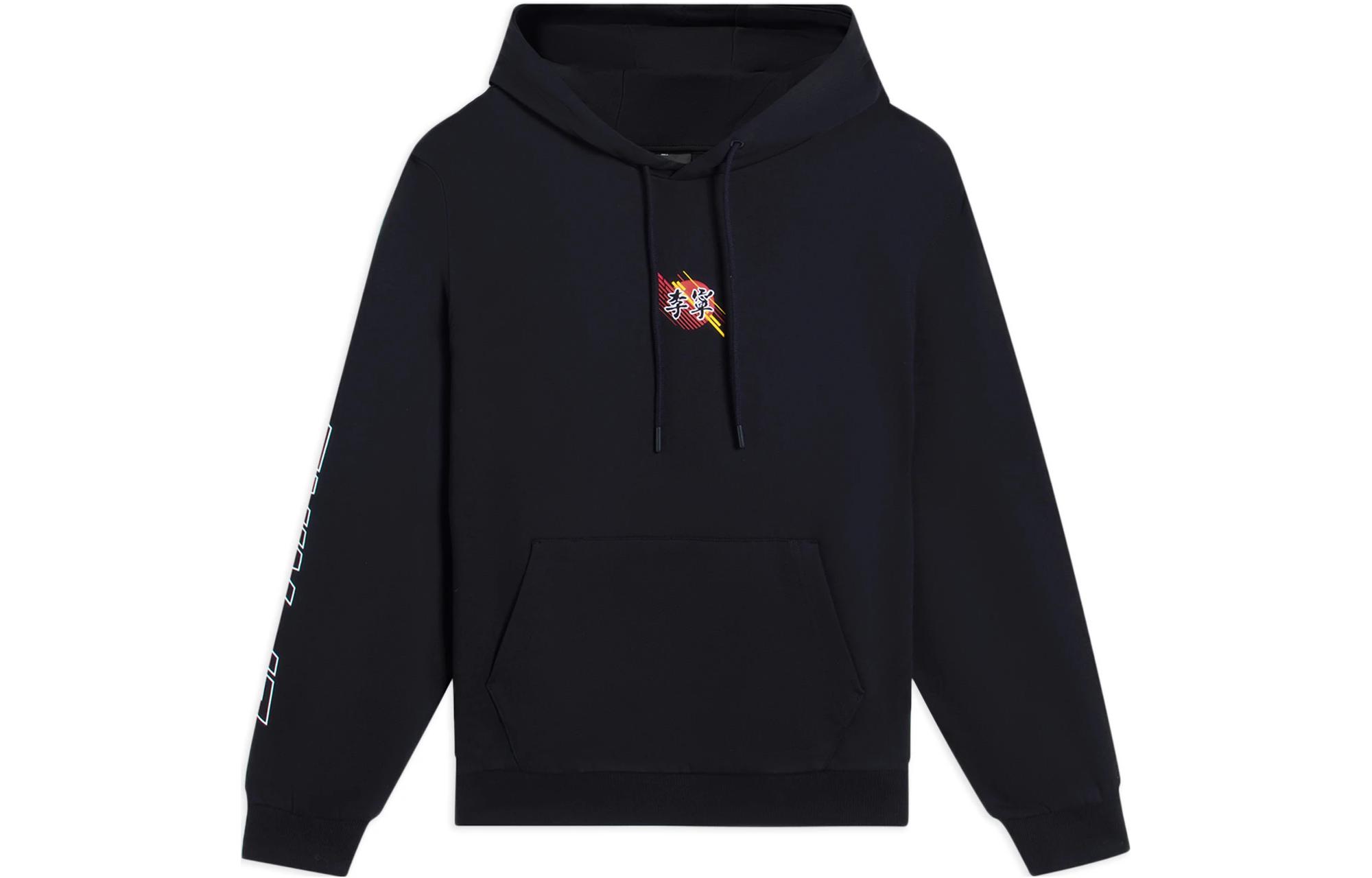 Li-Ning Sportswear Series Logo Patch Long-Sleeve Sweatshirt Unisex Black AWDS921-3