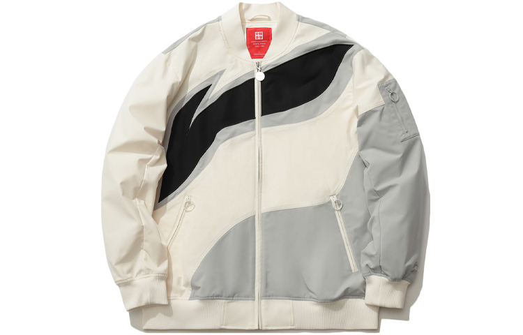 Li-Ning Sporty Fashion Logo Colorblock Jacket Beige AJDR205-2