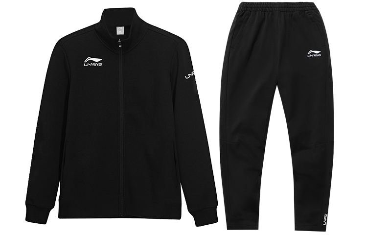 Li-Ning SS22 Black Tracksuit: Stand Collar Sweatshirt & Jogger Pants Set AWES011-2