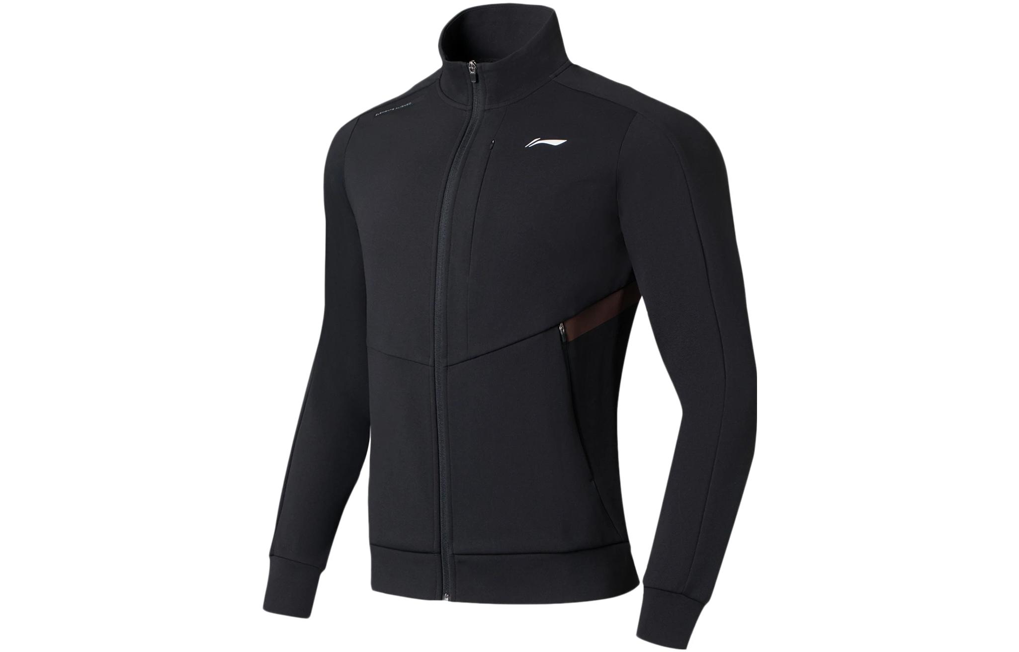 Li-Ning SS22 Black Zip-Up Sweatshirt with Logo Print Fitness Series AWDS629-1