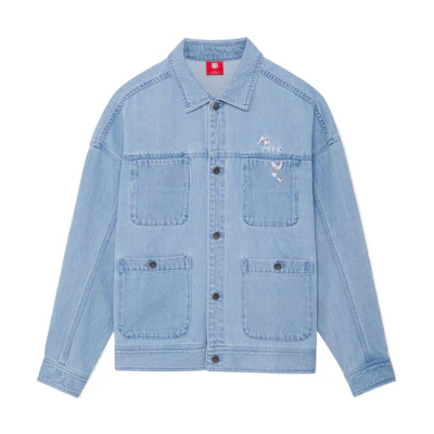 Li-Ning SS22 Sakura Collection Washed Denim Jacket Light Blue Unisex AJDS841-2