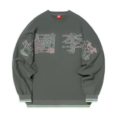 Li-Ning SS22 Unisex Oversized Logo Embroidered Crewneck Sweatshirt Green AWDS222-2
