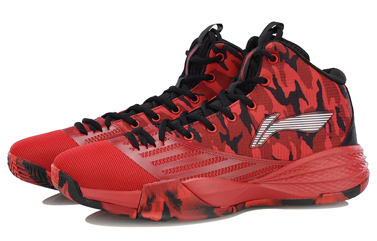 Lookbook Li-Ning Storm High-Top Basketbalschoenen ''Rood Zwart'' ABPP003-5