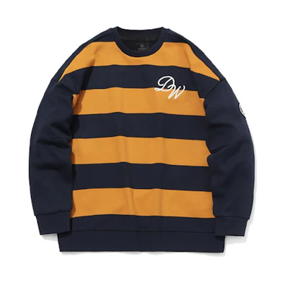Li-Ning Striped Colorblock Crewneck Pullover Sweatshirt Blue/Brown AWDQ685-1