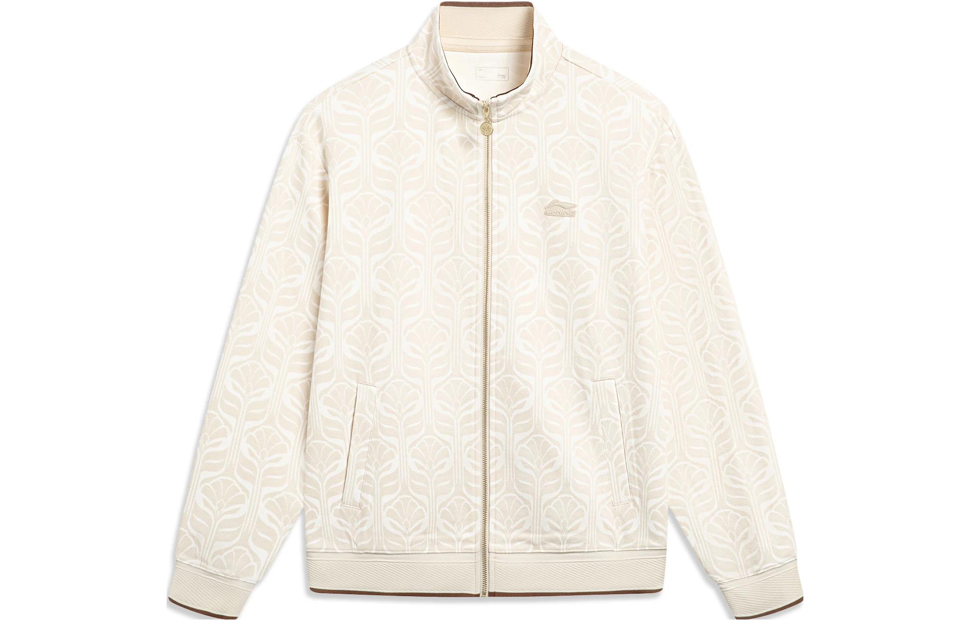 Li-Ning Swan White Full-Print Zip-Up Track Jacket Sports Life Series AWDT419-4