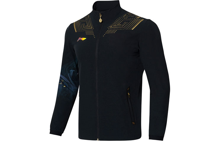 Order Chaqueta Negra Reflectante Li-Ning Serie Tenis de Mesa Letra Impresa AYYR437-2