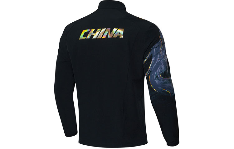 Lookbook Chaqueta Negra Reflectante Li-Ning Serie Tenis de Mesa Letra Impresa AYYR437-2