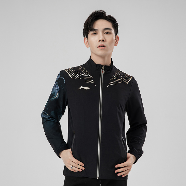 Cheap Chaqueta Negra Reflectante Li-Ning Serie Tenis de Mesa Letra Impresa AYYR437-2