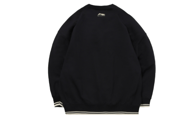 Lookbook Li-Ning Text Logo Crewneck Pullover Sweatshirt Black AWDQ631-6