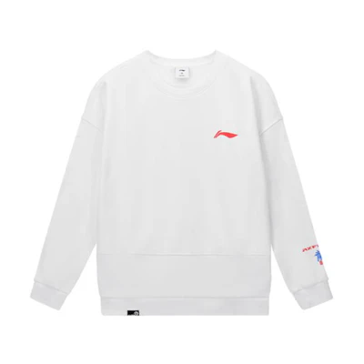 Li-Ning Thunder Dragon Printed Pullover Sweatshirt White - Badminton Series AWDSE89-2