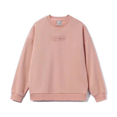 Li-Ning Training Oversized Fleece Pullover Sweatshirt Unisex Mist Rose Pink AWDRB76-3