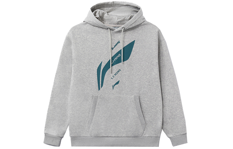 Li-Ning Training Retro Logo Print Loose Fit Hoodie Unisex Grey AWDRD36-7