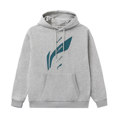 Li-Ning Training Retro Logo Print Loose Fit Hoodie Unisex Grey AWDRD36-7