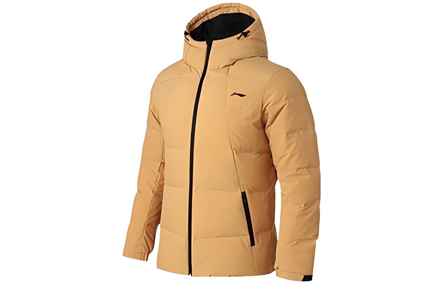 Li-Ning Training Series  Brown Hooded Down Jacket AYMQ055-9
