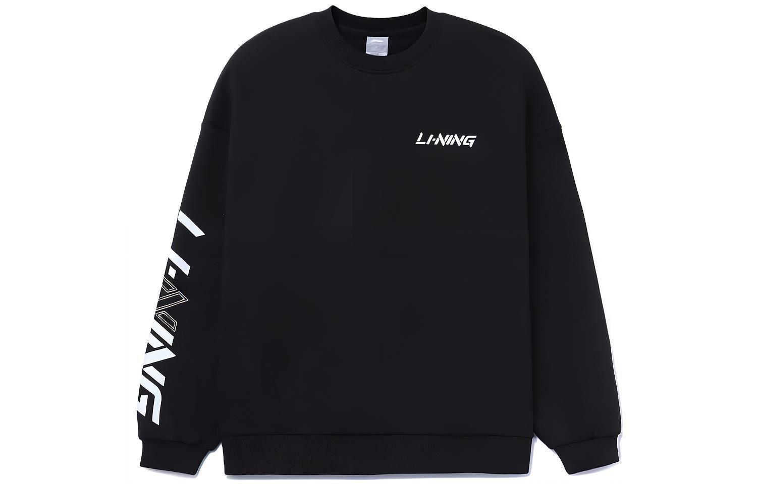 Li-Ning Training Series Black Crewneck Sweatshirt with Logo Print AWDRB77-7
