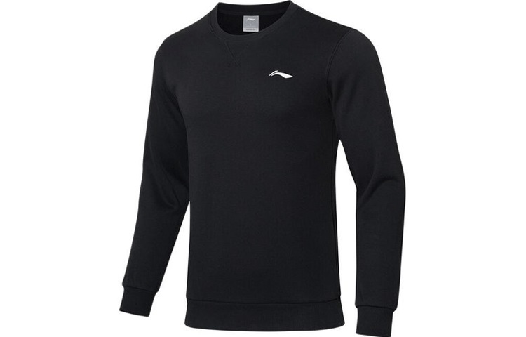 Li-Ning Training Series Black Fleece Pullover Long Sleeve Sweatshirt AWDRF59-4
