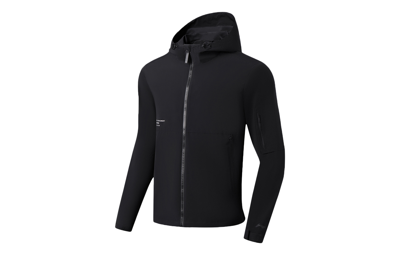 Li-Ning Training Series Black Solid Logo Print Hooded Long-Sleeve Jacket AFDSD17-3