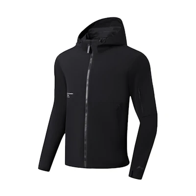 Li-Ning Training Series Black Solid Logo Print Hooded Long-Sleeve Jacket AFDSD17-3