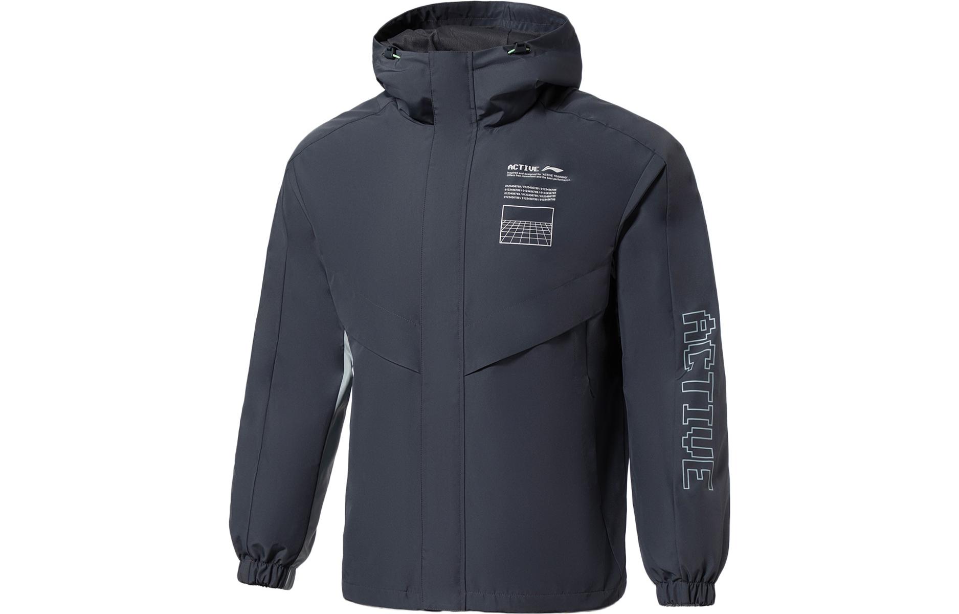 Li-Ning Training Series Black Zip-Up Hoodie with Embroidered Logo AFDR967-1
