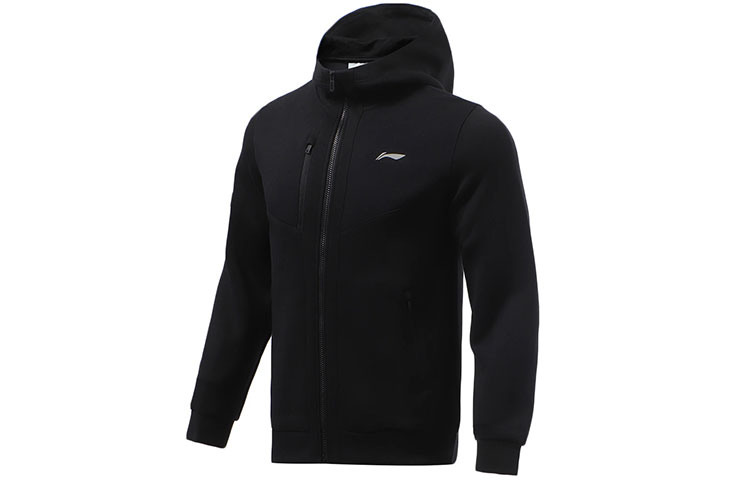 Li-Ning Training Series Black Zip-Up Hoodie with Logo for Men AWDR467-1