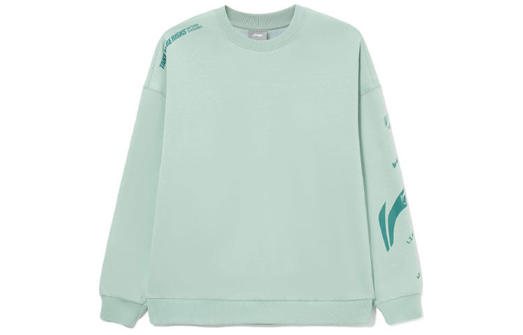 Li-Ning Training Series Colorblock Logo Fleece Pullover Sweatshirt Green Winter Unisex AWDRD38-11