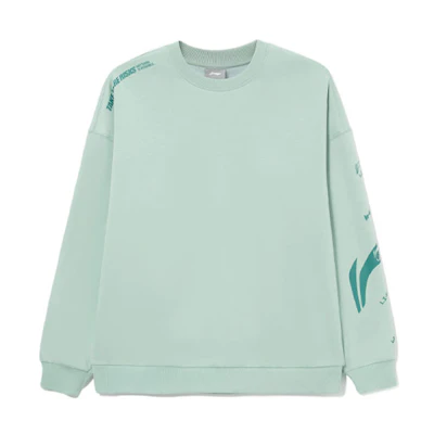 Li-Ning Training Series Colorblock Logo Fleece Pullover Sweatshirt Green Winter Unisex AWDRD38-11