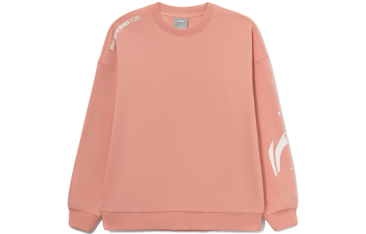 Li-Ning Training Series Colorblock Logo Fleece Pullover Sweatshirt Orange Pink AWDRD38-12