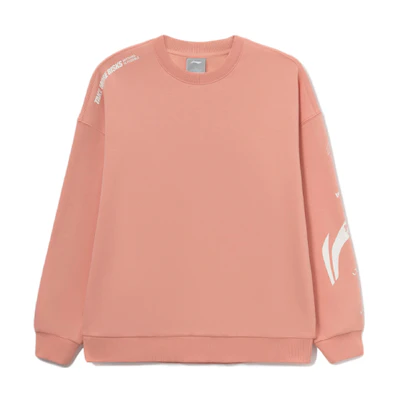 Li-Ning Training Series Colorblock Logo Fleece Pullover Sweatshirt Orange Pink AWDRD38-12