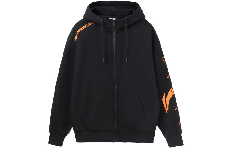 Li-Ning Training Series Colorblock Logo Fleece Zip Hoodie Unisex Black AWDRD34-1